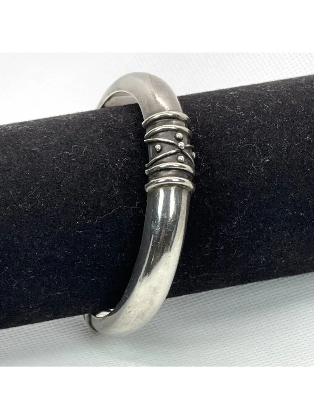 Vintage Deborah Armstrong 925 Sterling Silver Hollow Dome Cuff Bracelet Signed - Picture 16 of 16
